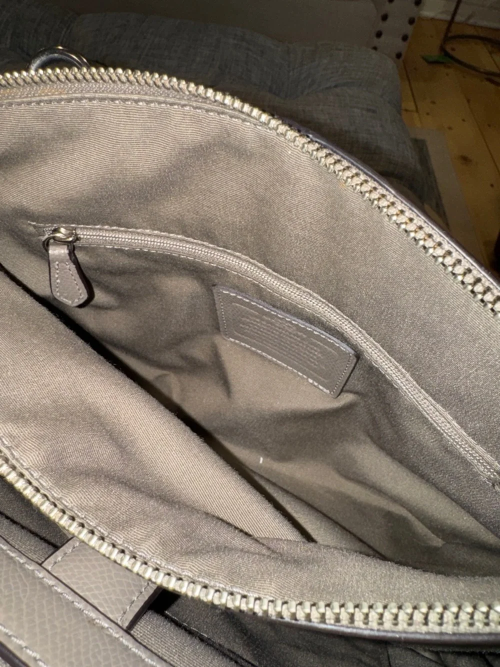 Coach Christie Gray Fog Saffiano Leather Satchel - Picture 10 of 17